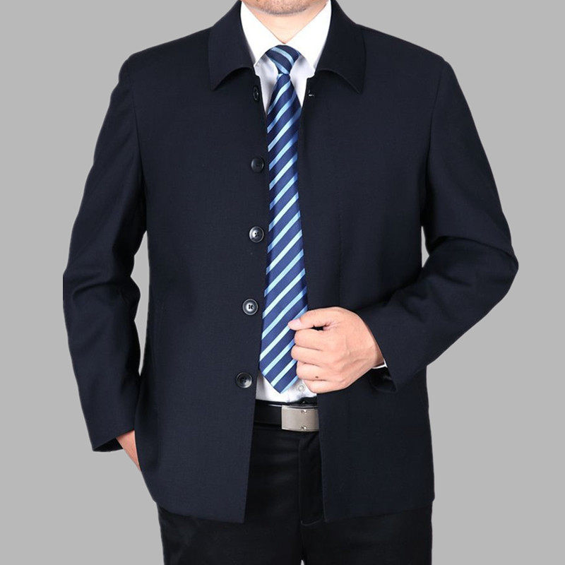 大码夹克男加肥加大中老年男装春秋外套胖爸爸公务员书记上衣翻领