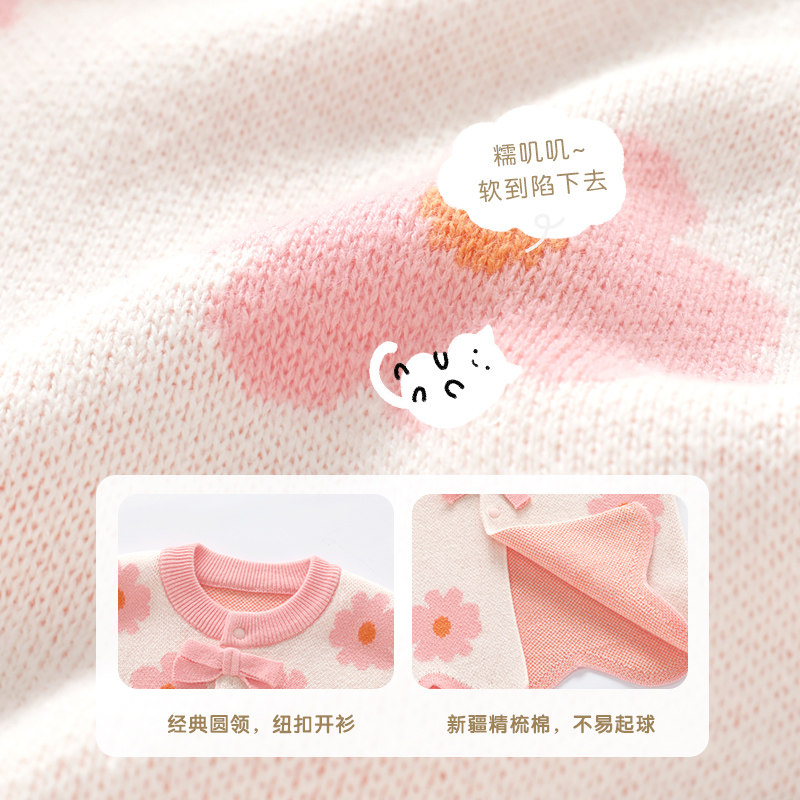 女童针织开衫背心春秋款女宝宝纯棉毛线马甲女孩子时尚外穿上衣服