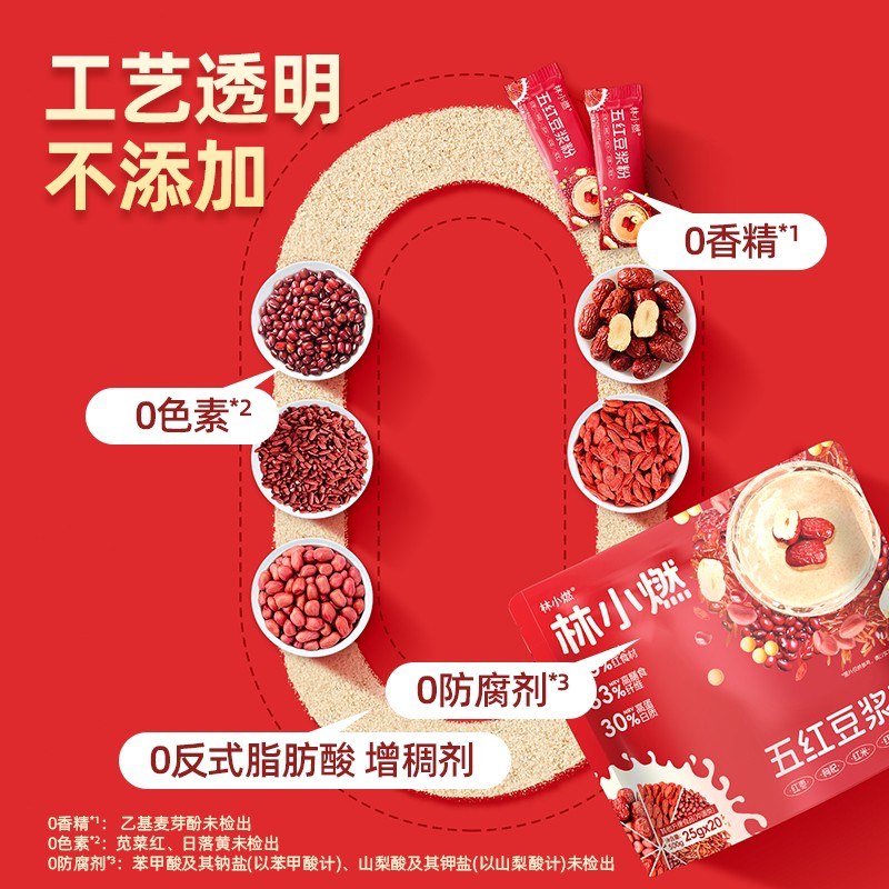 林小五红红枣豆浆粉高蛋白质高膳食纤维春季营早餐500g/袋