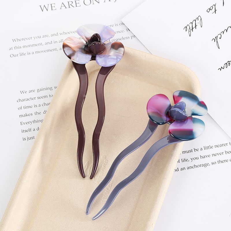 2021新款 醋酸U型盘发发簪花朵簪子日韩少女发钗汉服古风头饰