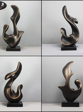 抽象雕塑摆件轻奢艺术品摆设玻璃钢软装饰品家居样板房.售楼处陈