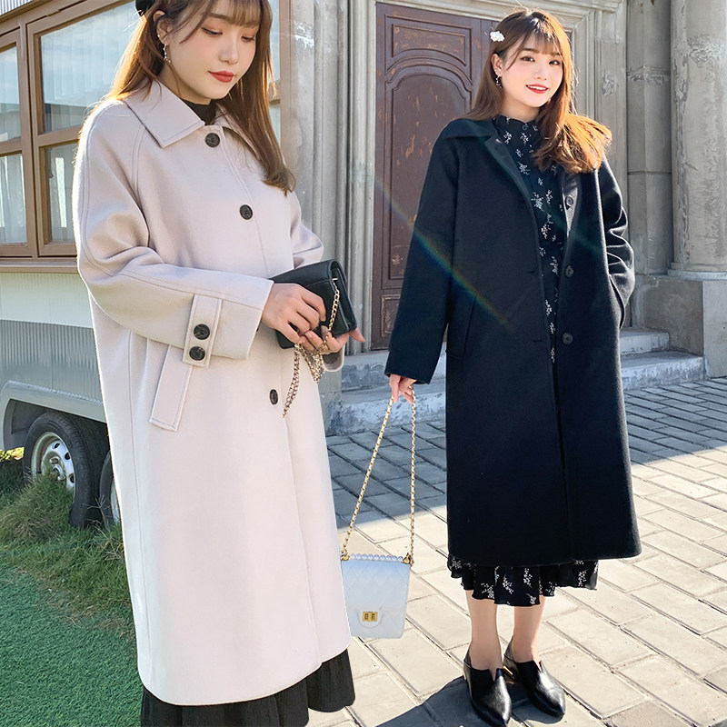 大码外套女胖mm200斤中长款韩版秋冬新款女装2024年显瘦毛呢大衣