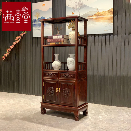 红木茶水柜实木新中式客厅柜子餐厅歺F边柜储物柜南美酸枝木博古