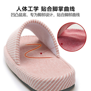 木地板家居家用i四季 夏 亚麻拖鞋 女春秋情侣室内厚底防滑Y棉麻男士
