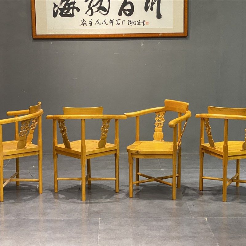 新中式楠木茶桌实木茶台办公室一桌五椅茶桌别墅洽谈茶桌椅组合