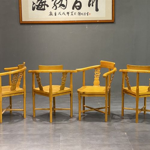 新中式楠木茶桌实木茶台办公室一桌五椅茶桌别墅洽谈茶桌椅组合