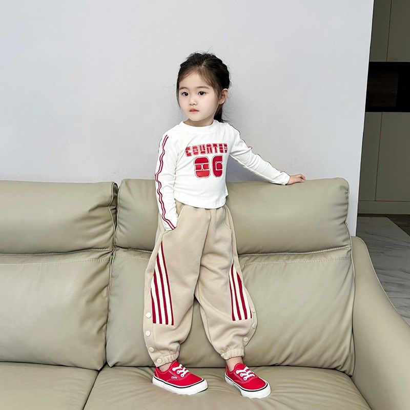 春秋新童装女童洋气时髦套装韩版宝宝短款长袖T恤休闲长裤运动裤,童装/婴儿装/亲子装,T恤,淘宝优惠券,粉丝福利购,淘宝优惠卷