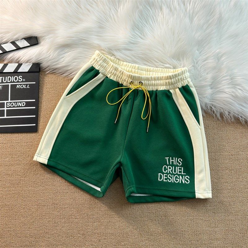 国潮设计拼色刺绣字母夏季质感篮球运动短裤男宽松四分裤舒适透气,男装,短裤,淘宝优惠券,粉丝福利购,淘宝优惠卷