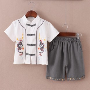 儿童汉服唐装男童夏装套装中国风童装古装夏天小男孩民族服装夏款