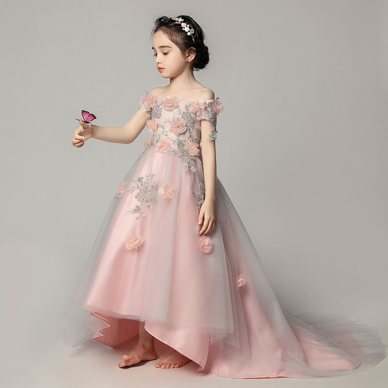 儿童婚纱超长拖尾小女孩模特走秀演出服女童晚礼服粉色.钢琴演出,童装/婴儿装/亲子装,儿童礼服,淘宝优惠券,粉丝福利购,淘宝优惠卷