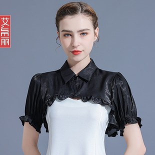 披肩外搭女夏防晒开衫短款空调衫短袖配吊带裙子罩衫衬衫女上衣潮