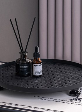 轻奢皮质香薰托盘圆形玄关钥匙收纳首饰品护肤品置物收纳托盘摆件