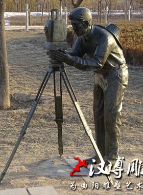 玻璃钢仿铜拍照人物雕塑老式三角架相机铜雕定制铸铜公园小区景观