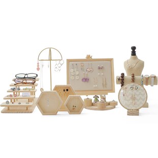 创意实木耳环架首饰架收纳手镯项链架饰品展示架珠宝陈列道具套装