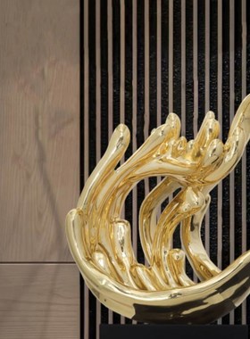 招财水花抽c象雕塑玄关装饰品客厅落地摆件样板间软装酒店大堂摆