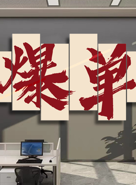 电商公司办公室墙面装饰爆单企业文化背景墙氛围布置励志标语贴画