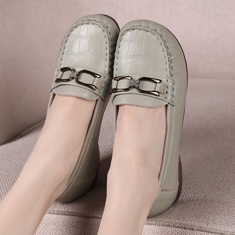 真皮平底单鞋春夏软底舒适妈妈鞋休闲浅口豆豆鞋皮鞋大码防滑女鞋,女鞋,乐福鞋（豆豆鞋）,淘宝优惠券,粉丝福利购,淘宝优惠卷