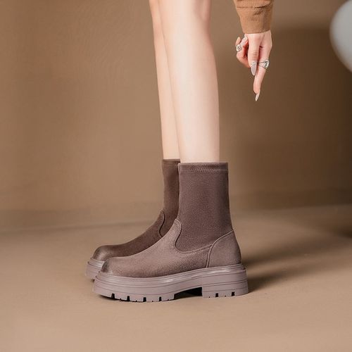 2025新款真皮靴子女秋冬小短靴女粗跟今年流行的小踝靴超火瘦瘦靴