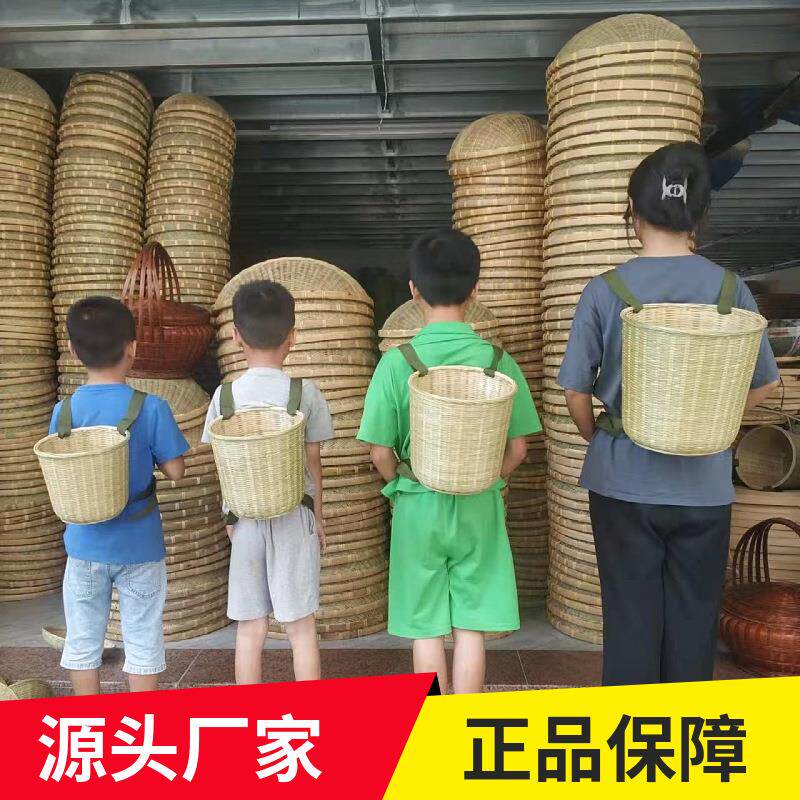 竹编小背篓双肩背篓子采茶叶竹篓