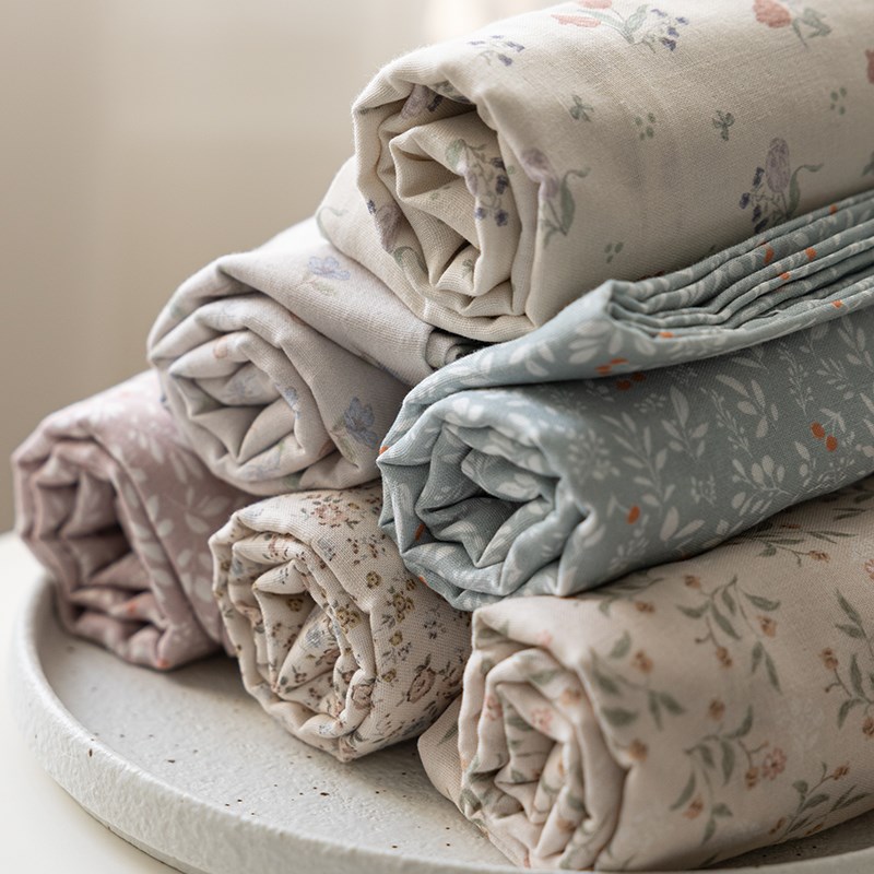 复古风全棉双层纱枕头套单只装一对拍2 田园印花枕套男女48x74cm