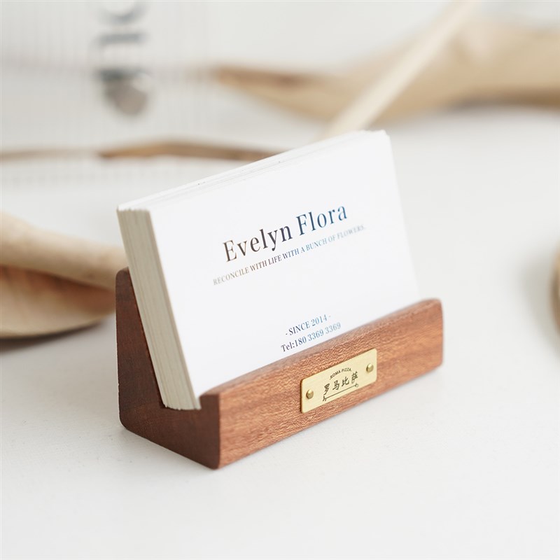 木质名片展示架定制LOGO 酒店前台商务名片座卡片收纳盒摆台