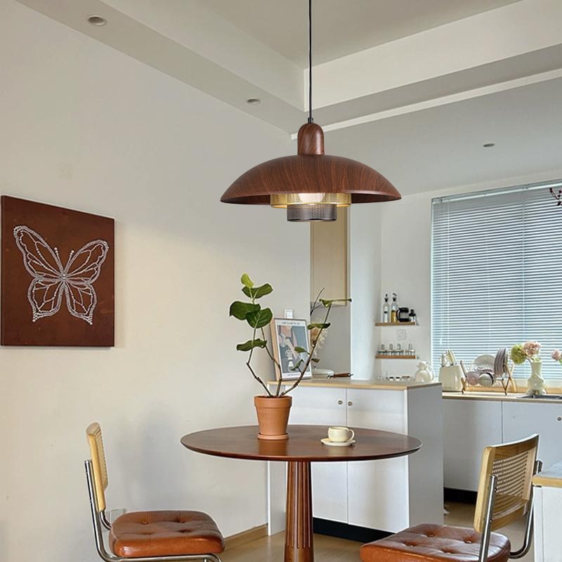 中古风饭厅吊灯日式覆古木纹胡桃木色火锅饭店吧台茶室咖啡厅餐桌