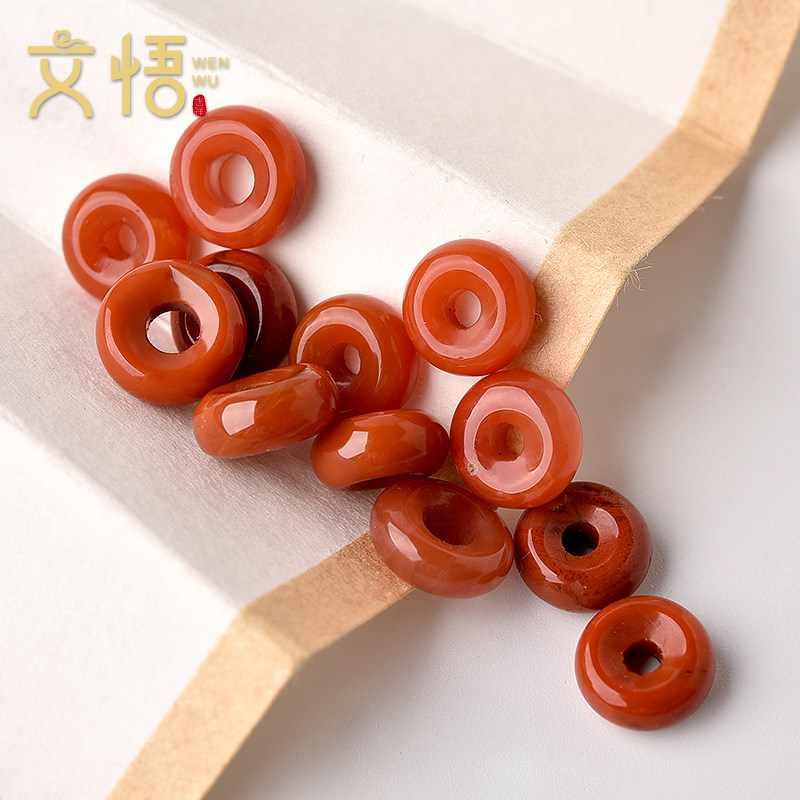 天然南红玛瑙甜甜圈散珠子手链配件桶珠手串配饰diy串珠文玩隔片