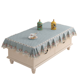 加厚防滑茶几桌布蕾丝布艺餐桌垫家用客厅长方形电视柜防滑防尘罩