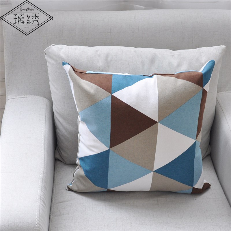 欧式田园亚麻面料抱枕布艺正方形款棉麻印花抱枕皮枕