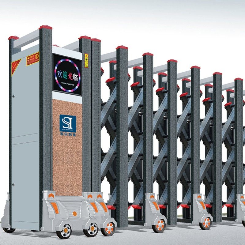 郑州伸缩门锈钢电动伸缩门自动伸缩门遥控学校工厂电动大门