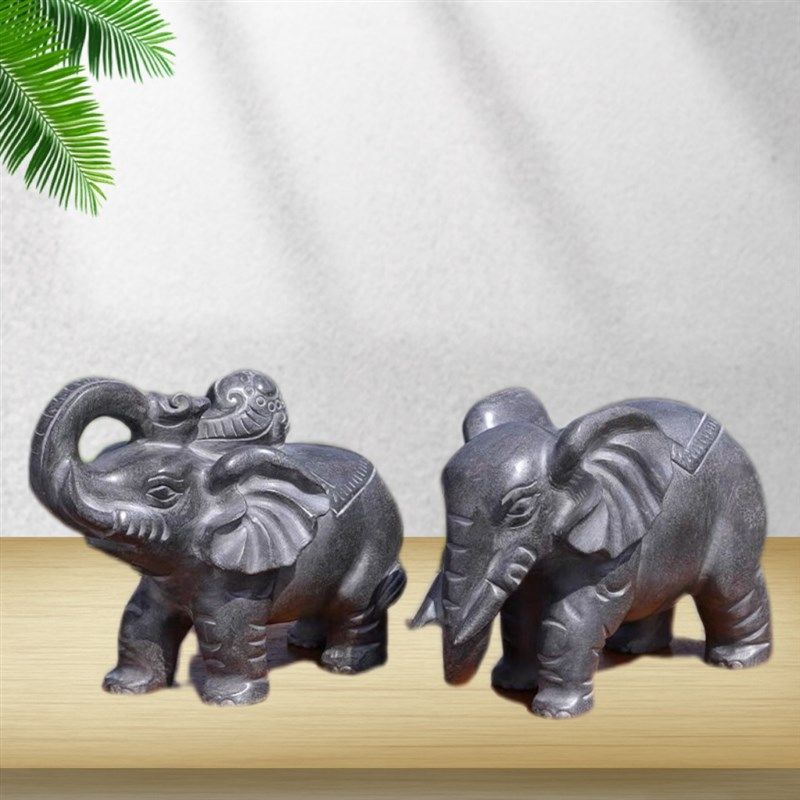 青石石雕象石象一对石头雕刻大象门口看门家用工艺品小象