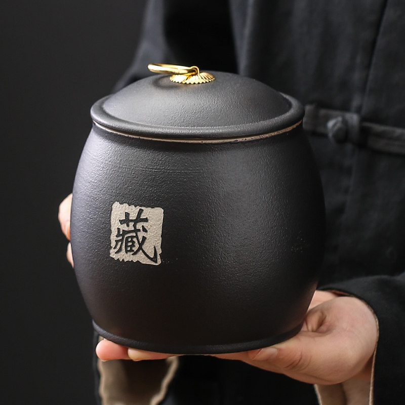 黑陶茶叶罐罐密封防潮罐红茶绿茶普洱茶叶储存空罐醒茶罐