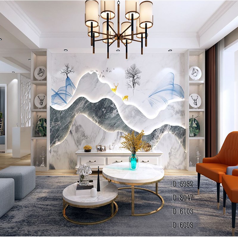 山峰叠层水刀公司客厅酒店前台大厅形象墙沙发电视背景墙岩板室外