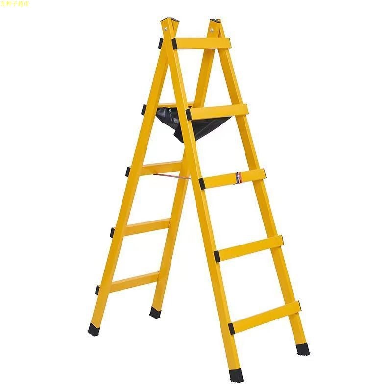 鑫五羊牌加厚工程梯焊接碳钢人字梯装修可走木工移动行走梯子
