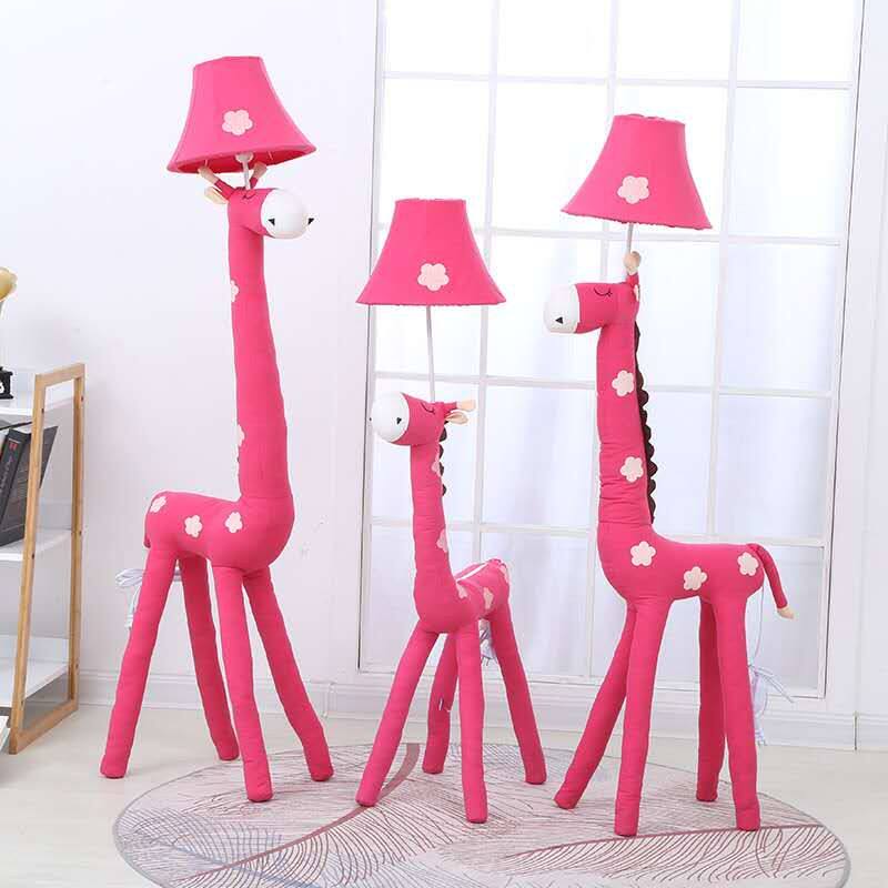 创意卡通动物落地灯儿童房爱卧室女孩床头布艺台灯长颈鹿
