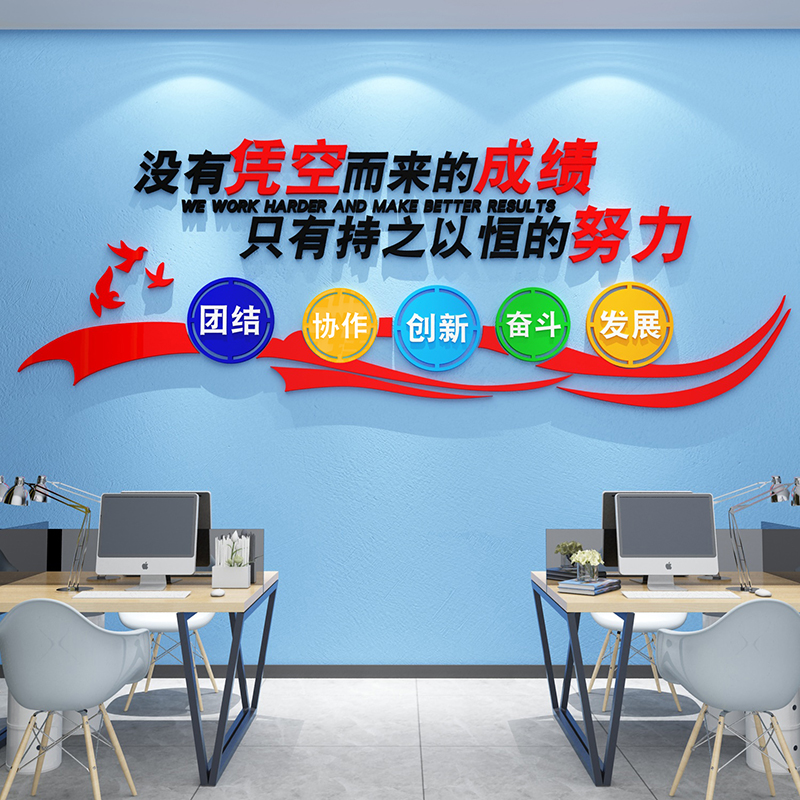 办公室墙面装饰公司企业文化墙会议室文化背景墙团队励志标语墙贴