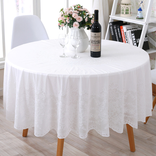 歌兰朵欧式圆桌布茶几布防水防油免洗塑料餐台布白色茶几台布