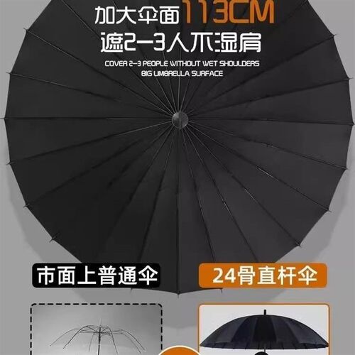 骨防水雨伞人加大加固长柄伞男抗风超大三人直杆伞印