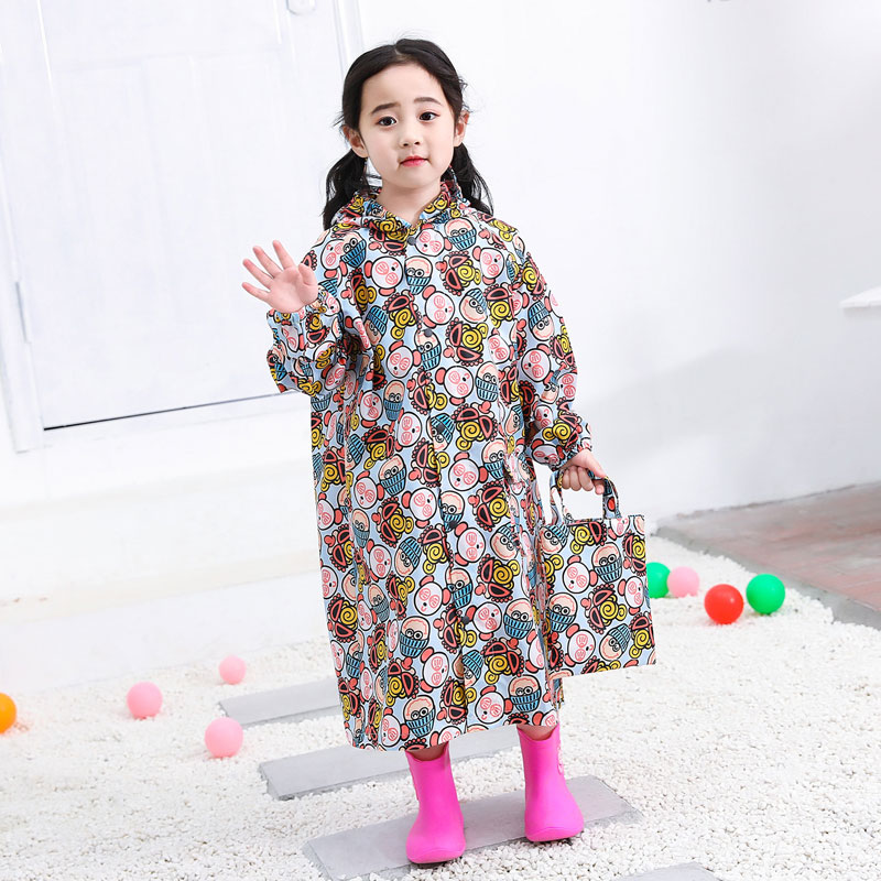 亲子雨衣儿童男女幼儿书包位长款拉链轻黑超奶嘴日雨伞