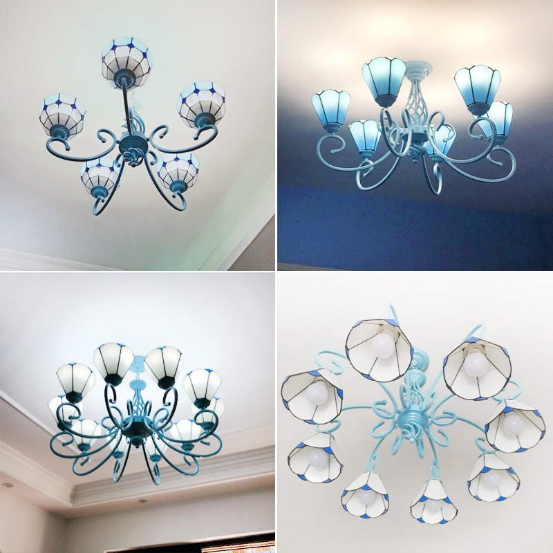 蒂凡尼地中海风格客厅吊灯蓝色卧室创意个性田园餐灯具