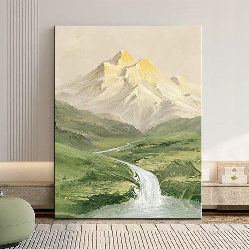 日照金山数字油画填充填色客厅大尺手绘风景装饰画