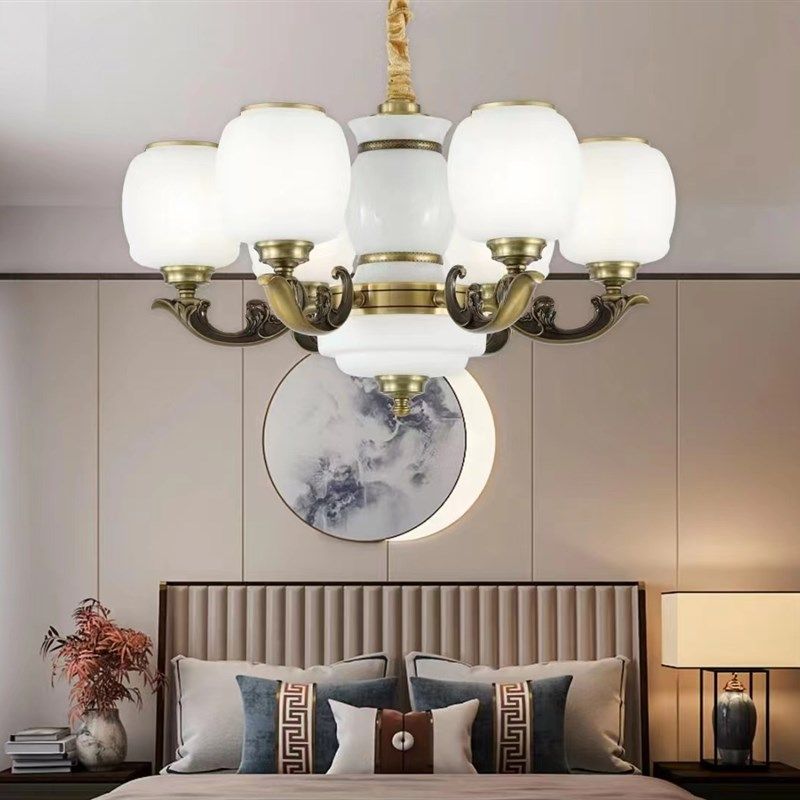 新款欧式玉石别墅楼中楼客厅 防尘密封灯罩 复式楼大吊灯,家装灯饰光源,餐厅吊灯,淘宝优惠券,粉丝福利购,淘宝优惠卷