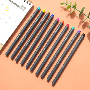 中柏头彩色勾线笔描边学生用儿童画画美术色彩小学生沟边描边黑色