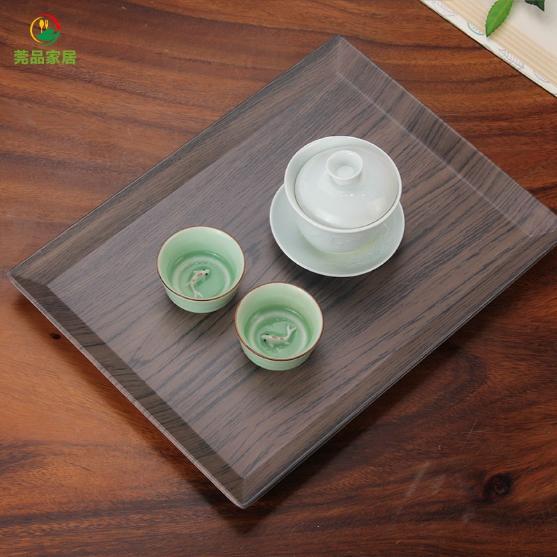 仿木盘长方形塑料茶盘密胺杯子盘创意茶杯盘客厅果盘