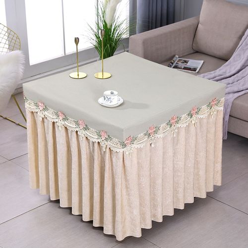 欧式防水防油易檫耐脏夏季垂纱烤火桌子罩雪尼尔布正方形电炉罩