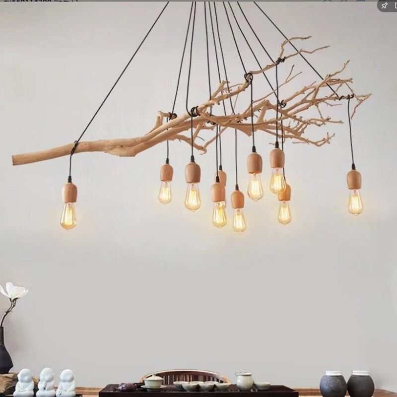 天女散吊灯DI多头蜘蛛灯树枝吊灯爱迪生灯泡手工创意吊灯