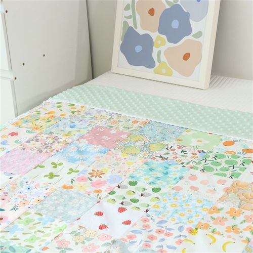 全棉新生儿百家被布料小碎布头手工布艺拼布秋冬安抚豆豆绒