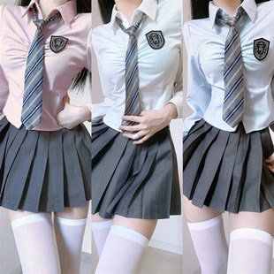 织野鹿jk制服套装 小个子粉色上衣短袖 衬衫 女学院风收腰百褶裙夏季