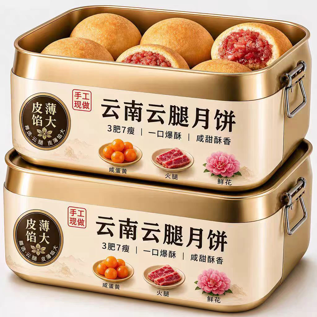 【老字号】云南云腿月饼正宗宣威火腿月饼中秋礼盒装酥饼解馋零食