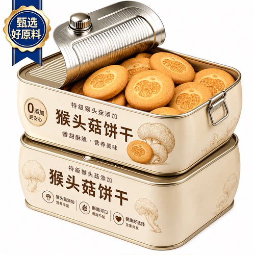 益生元猴头菇小米饼干粗粮无蔗糖养护胃营养代早餐零食品独立包装